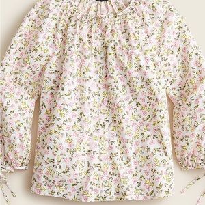 NWT J.Crew Tie-Sleeve Button-Front Cotton Poplin Top In Meadow Floral- Size M